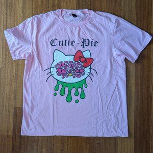 Pink Cutie Pie-Anvil- Large-Unisex Graphic Cat T-shirt-preowned
